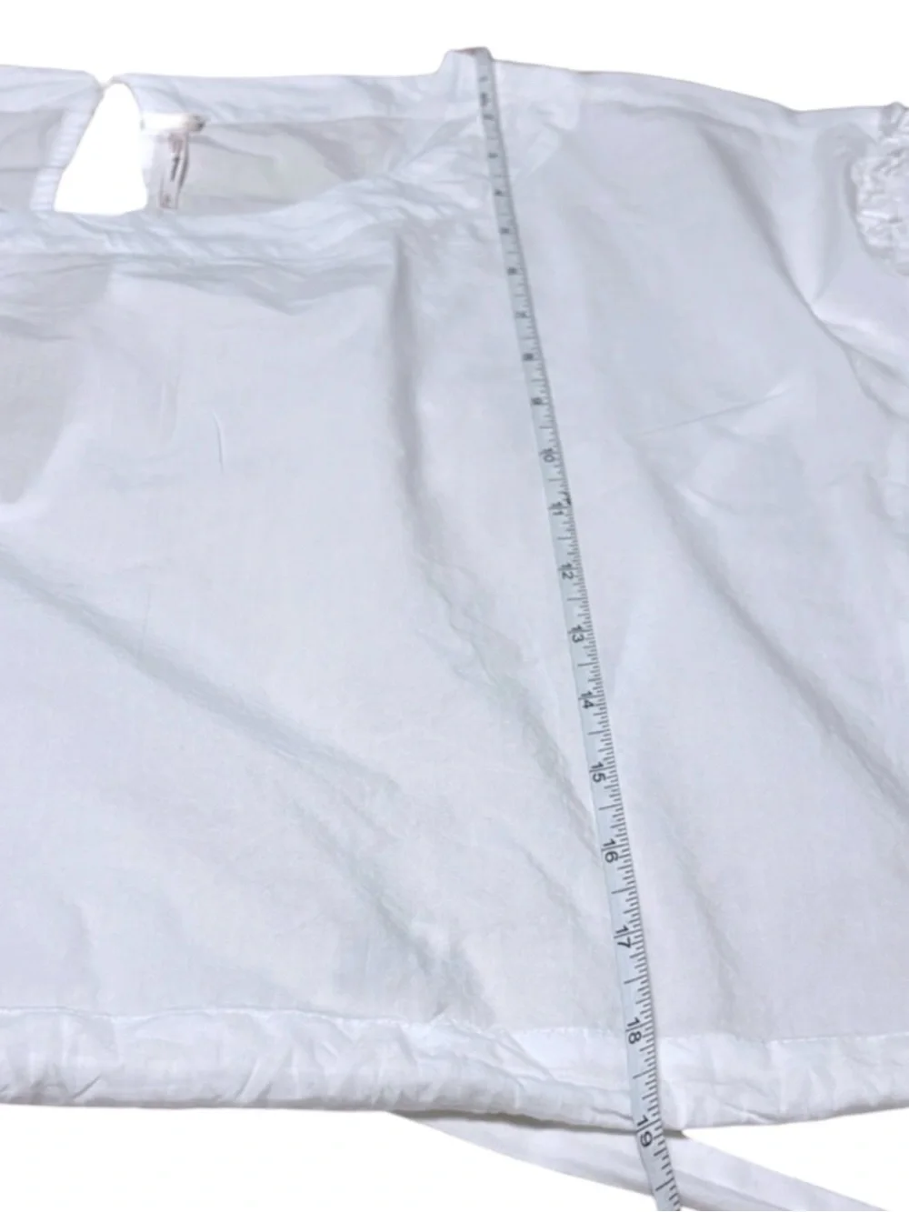 Free People 100% Cotton White Tie Front Balloon Sleeve Cropped Blouse Top